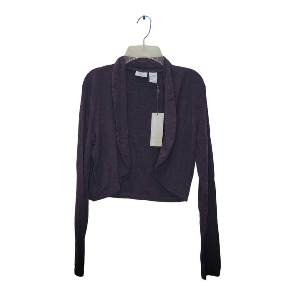 Spiegel Graceful Jersey Long Sleeve Crop Bolero Shrug Jacket, Dark Plum, Medium - Picture 3 of 4